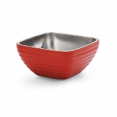 Vollrath, Square Double Wall Serving Bowl,1.8 qt, S/S, w/Classic Fire Engine Red Color Finish