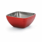 Vollrath, Square Double Wall Serving Bowl,3.2 qt, S/S, w/Metallic Dazzle Red Color Finish