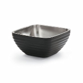 Vollrath Square Double Wall Insulated Colored Serving Bowl, 3.2 qt, S/S, w/Classic Black Black Finish