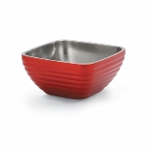 Vollrath, Square Double Wall Serving Bowl,5.2 qt, S/S, w/Metallic Dazzle Red Color Finish