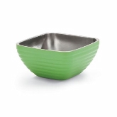 Vollrath, Square Double Wall Serving Bowl,5.2 qt, S/S, w/Classic Green Apple Color Finish