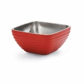 Vollrath, Square Double Wall Serving Bowl,5.2 qt, S/S, w/Classic Fire Engine Red Color Finish