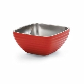 Vollrath, Square Double Wall Serving Bowl,8.2 qt, S/S, w/Classic Fire Engine Red Color Finish