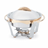 Vollrath Panacea Chafer, Round, 6 qt, Mirror-Finish w/24K Gold Accents, S/S, Cover