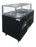 Vollrath, Portable 3 Well Hot Cafeteria  Unit w/Black Wrapper, 46" L x 24" W x 57" H, Solid Base, 120v