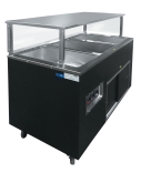 Vollrath, Portable 3 Well Hot Cafeteria Unit w/Walnut Wood, 46" L x 24" W x 57" H, Open Storage, 5 15 P