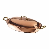 Paderno, Oval Roasting Pan, w/Lid, 15 1/8" x 10 1/2" x 2 1/2",  Tin Lined, Copper Exterior