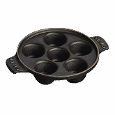 Zwilling, Escargot Dish, 6 Holes, 5 3/4" dia., Cast Iron, Black